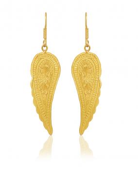 Handmade Nickel Free Gold Plated Designer Earring - Hand Carved 